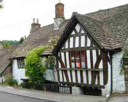 A front view of the haunted Ancient Ram Inn.