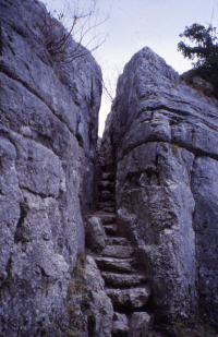 A view of the fairy Steps in Cumbria.