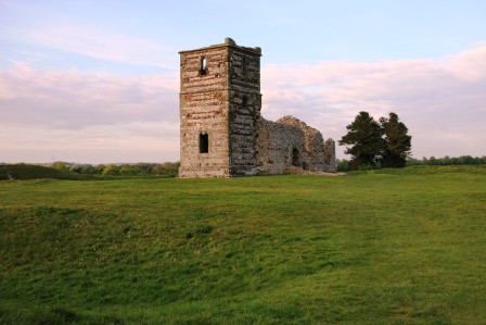 A view of Knowlton Church on its earthworks.