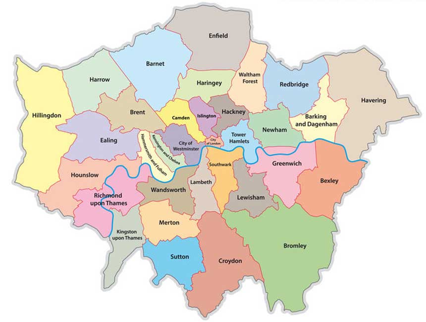 A map of Greater London.