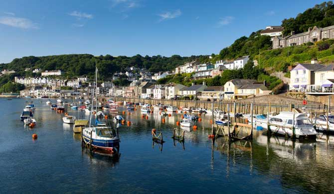 Boats on the river at Looe in Cornwall.