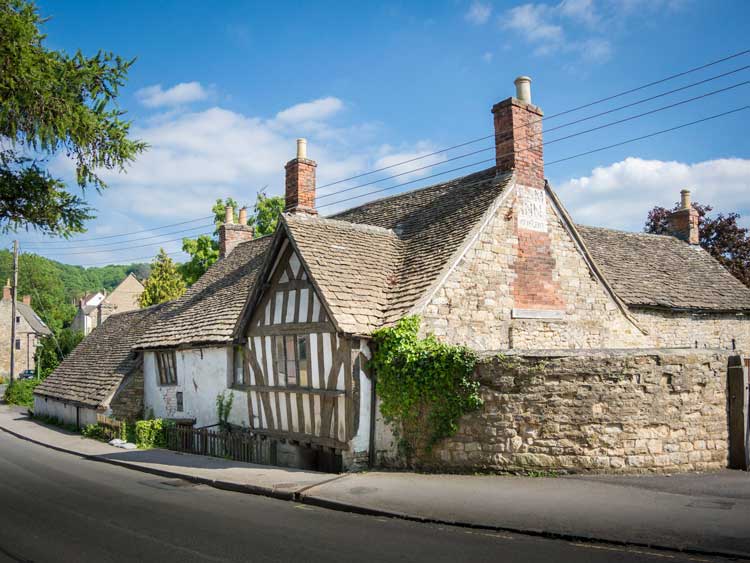 A side view of the Ancient Ram Inn.