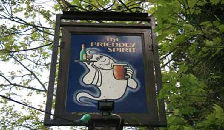 The friendly Spirit pub sign.