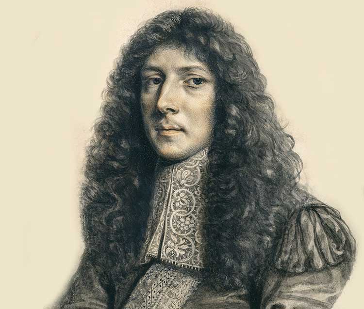 A portrait of John Aubrey.
