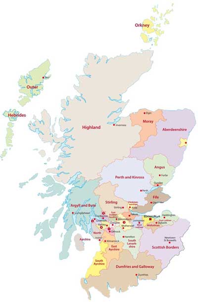 A map of Scotland.