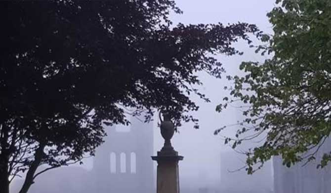 A misty scene of the St Andrews Ghost Tour.
