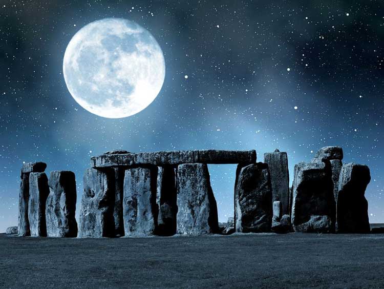 Stonehenge at night.