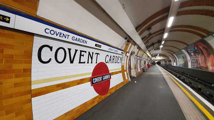 A view along the platform of Covent Garden Underground Station where the ghost is seen.